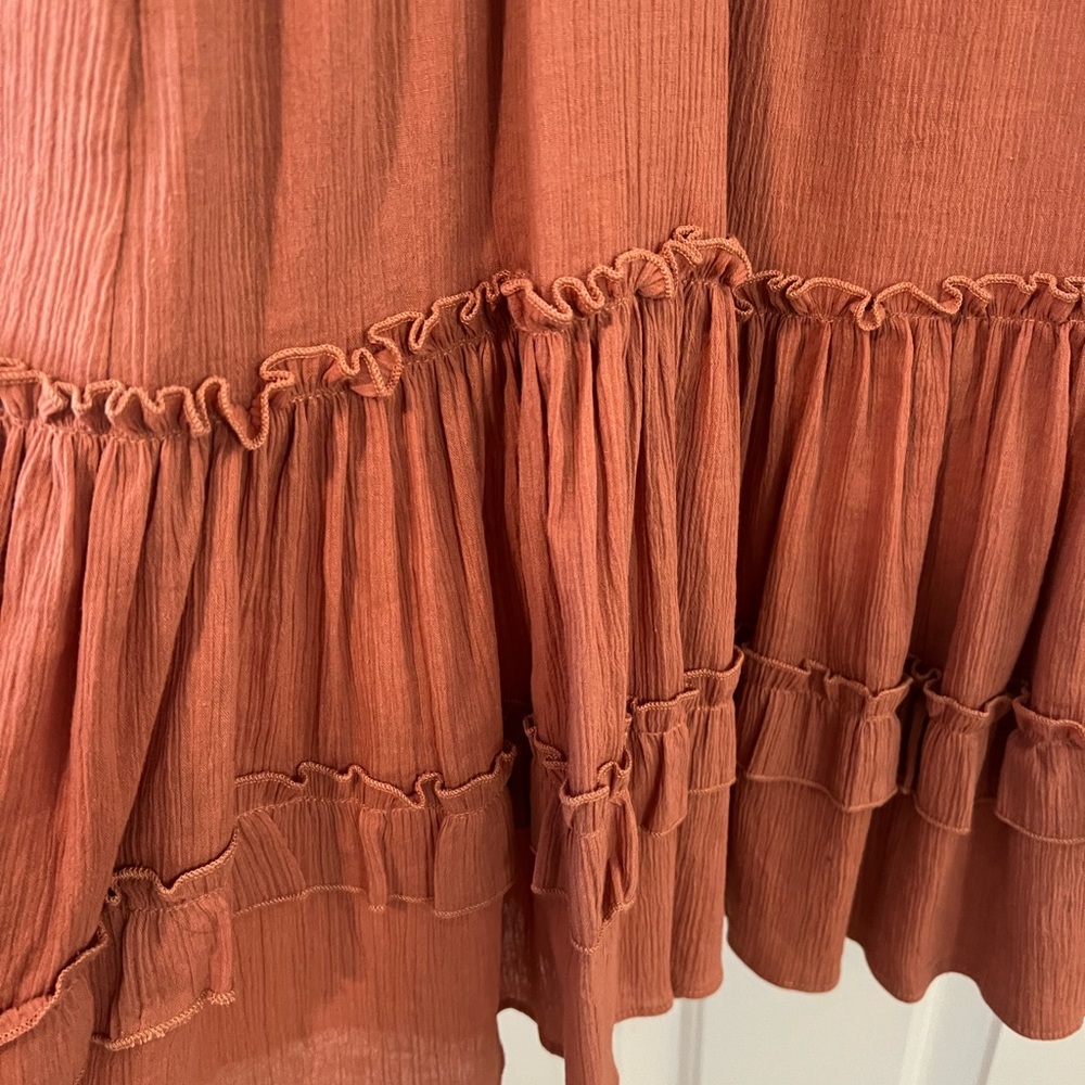 Lush Ruffle Hem Midi - S - Rust - image 3